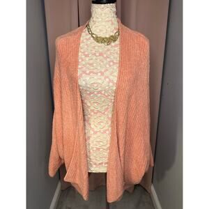 EUC Barefoot Dreams Open Cardigan Peach SOFT Fitted Cuff Dolman Sleeve 3X